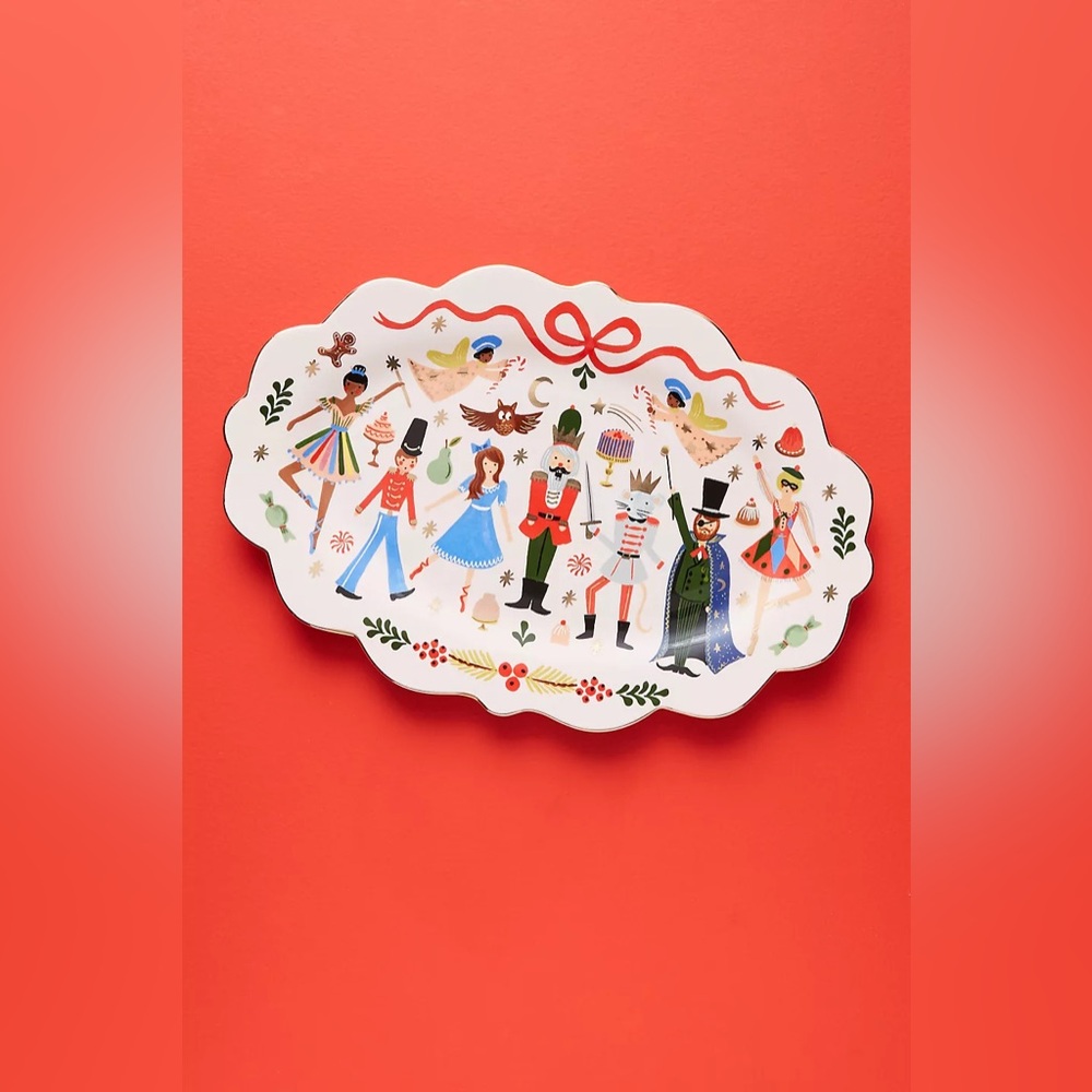 Anthropologie Rifle Paper Co Nutcracker Christmas Holiday Serving Platter - New
